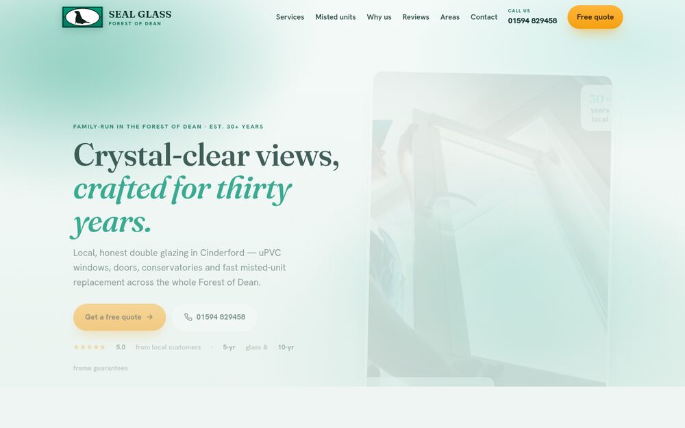 Seal Glass new website by Graith Internet — modern design